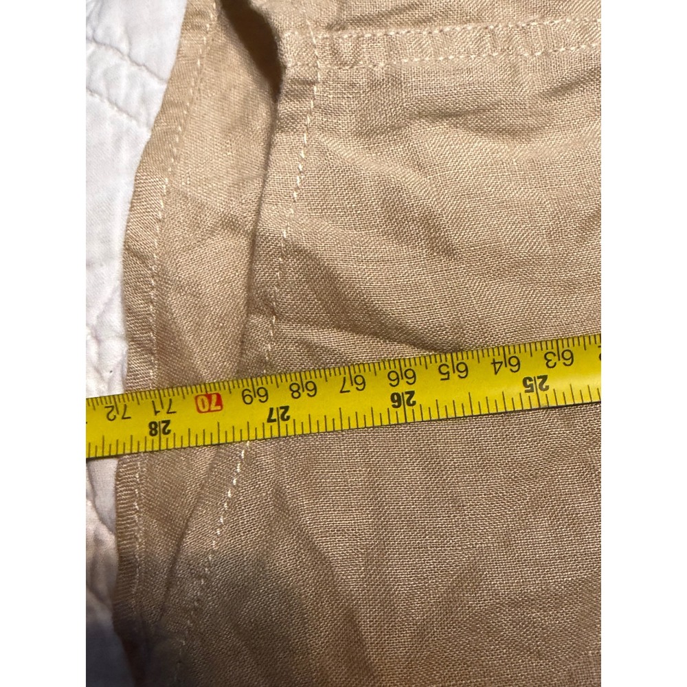 Gap Button Down Shirt Mens XL Tan 100% Linen Long Sleeve - Picture 10 of 11